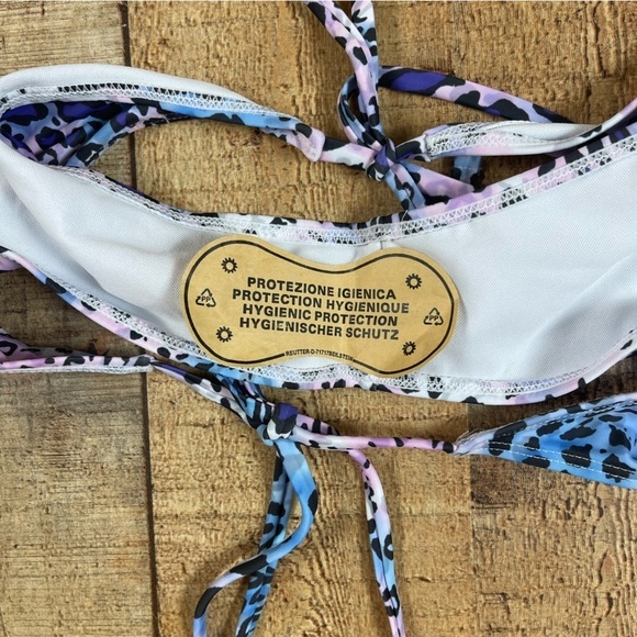 NEW Ekouaer Large Triangle Bikini Set Cover Up Tie Dye Animal Print Pastel Pool - Picture 11 of 16